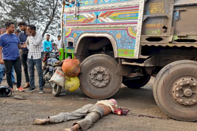 ट्रक की ठोकर से मोटरसाईकिल सवार की मौत