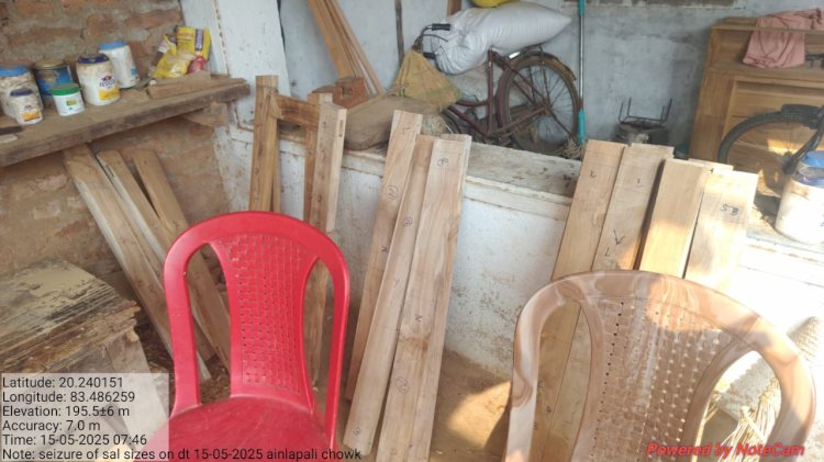 अवैध लकड़ी के साथ लकड़ी काटने का यंत्र जब्त मालिक की खोज जारी